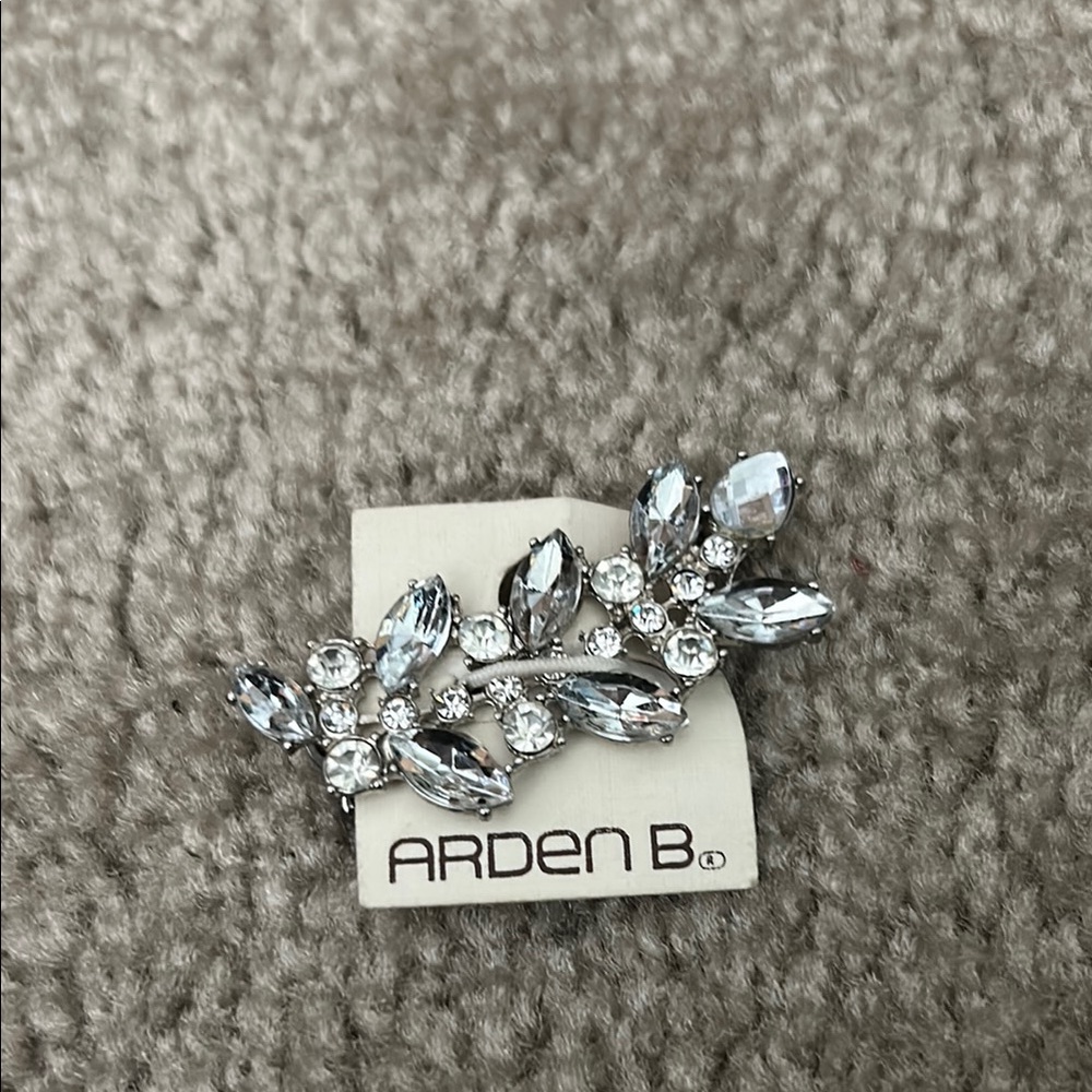 Arden B Silver Leaf Crystal Brooch